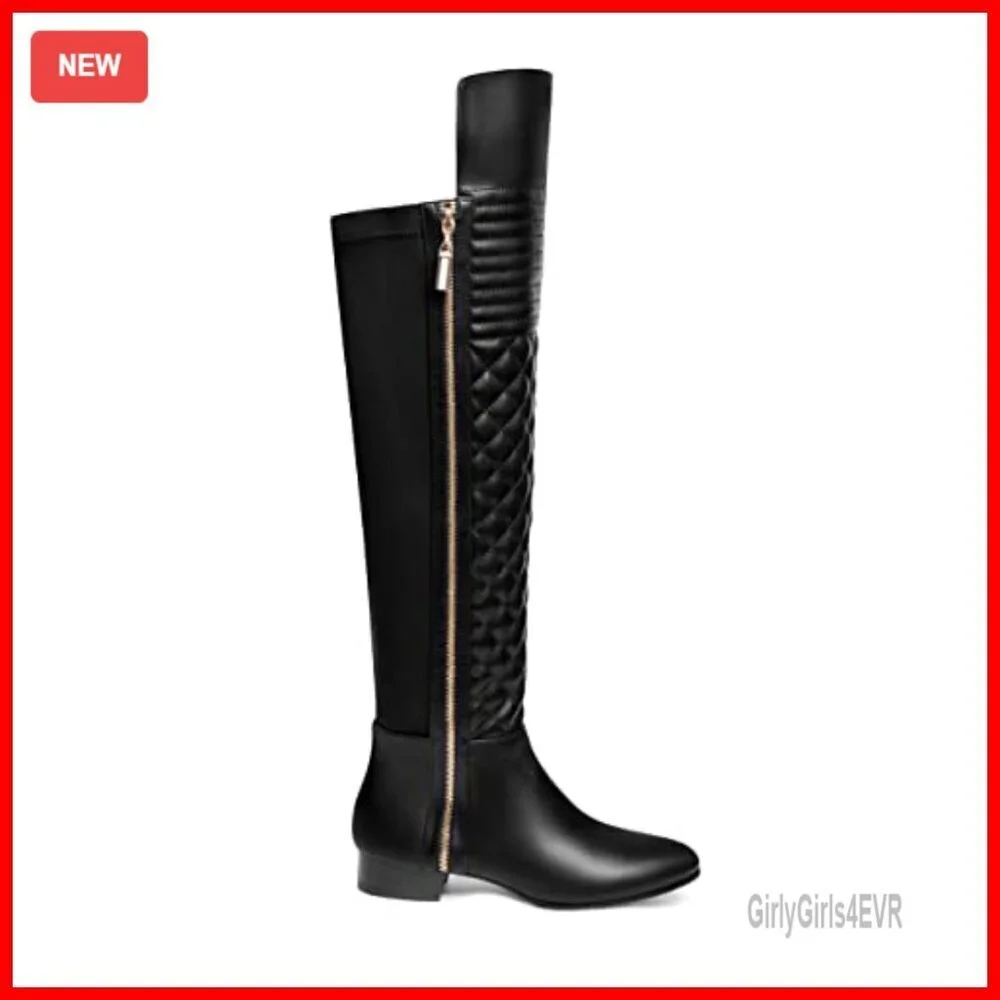 Over the Knee Boots with Stretch Rear, 1.25 Inch Chunky Heel
